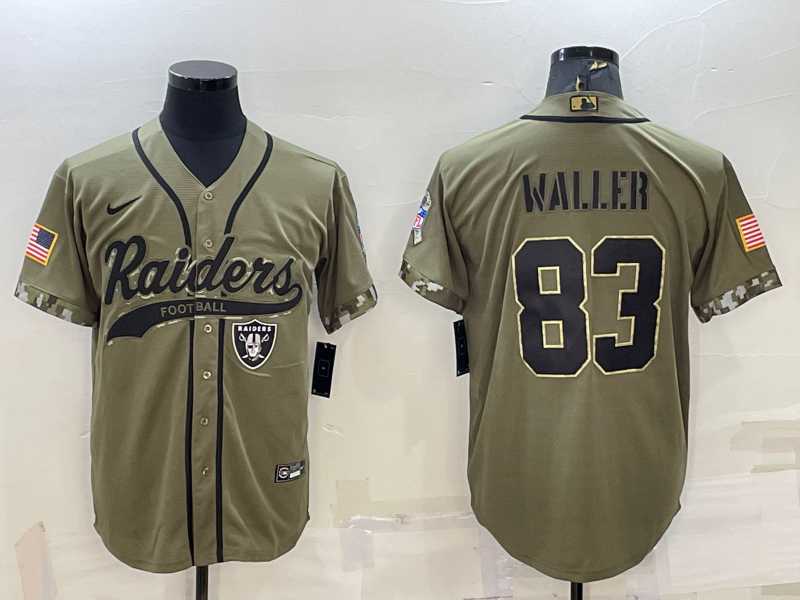 Mens Las Vegas Raiders #83 Darren Waller 2022 Olive Salute to Service Cool Base Stitched Baseball Jersey->las vegas raiders->NFL Jersey
